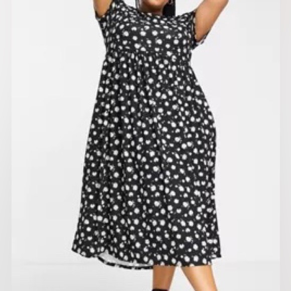 ASOS Simply Be Midi Daisy Print Casual Dress - Picture 2 of 5